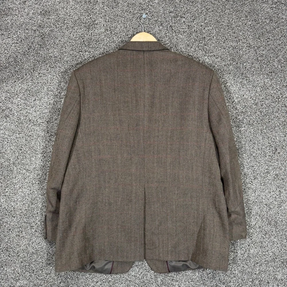 Saddlebred Blazer Mens 48R Taupe Herringbone Lambswool Sport Coat Jacket